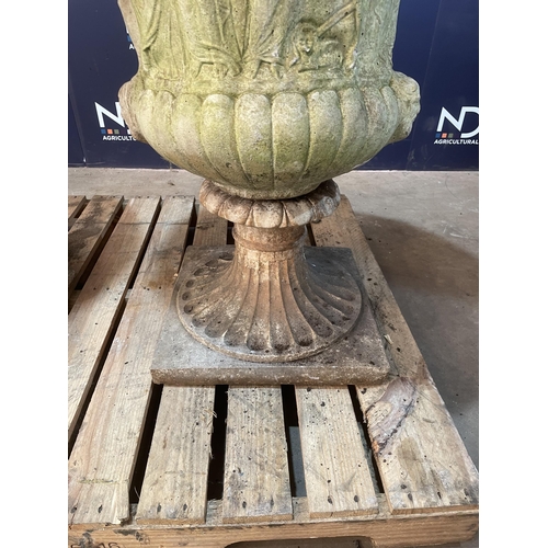 55 - PAIR OF LARGE COMPOSITE STONE URNS