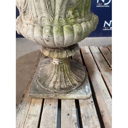 55 - PAIR OF LARGE COMPOSITE STONE URNS