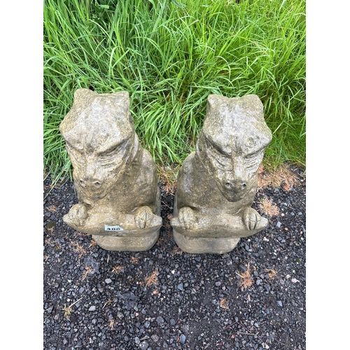 47 - PAIR OF COMPOSITE STONE GARGOYLE