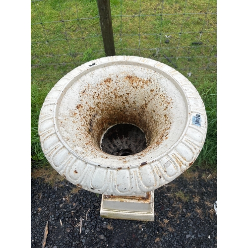 49 - LARGE CAST URN ON PLINTH