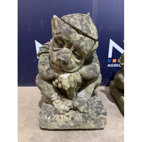11 - PAIR OF COMPOSITE STONE GOBLIN FIGURES