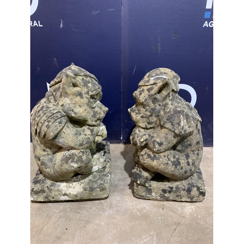 11 - PAIR OF COMPOSITE STONE GOBLIN FIGURES