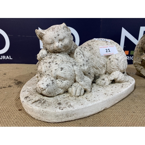 21 - TWO GARDEN CAT FIGURES