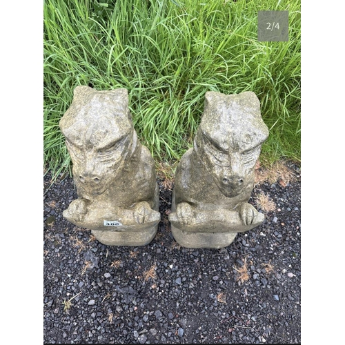 45 - PAIR OF COMPOSITE STONE GARGOYLES