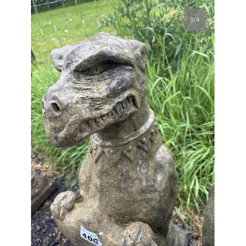 45 - PAIR OF COMPOSITE STONE GARGOYLES