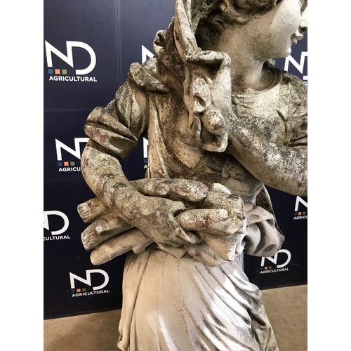 26 - LARGE COMPOSITE STONE GARDEN LADY FIGURE
