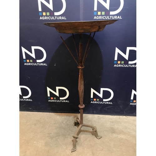 16 - COPPER DISH ON CAST STAND