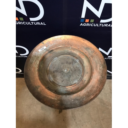 16 - COPPER DISH ON CAST STAND