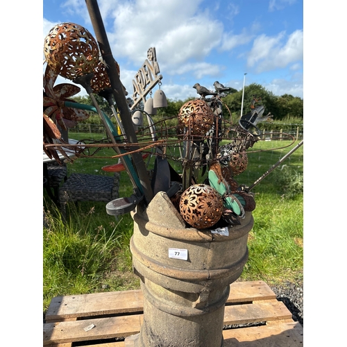 77 - TERRACOTTA CHIMNEY POT & ORNAMENTS