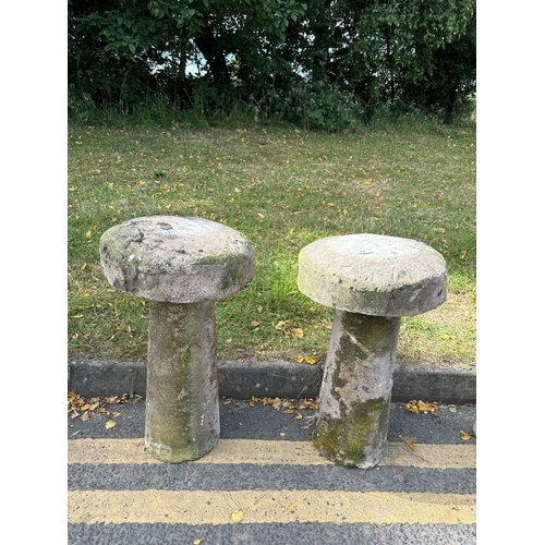 79 - PAIR OF COMPOSITE STONE  STADDLE STONES