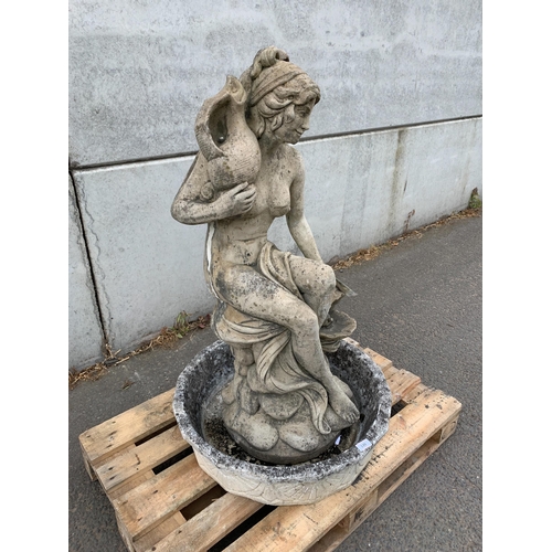 139 - COMPOSITE STONE LADY WATER FOUNTAIN