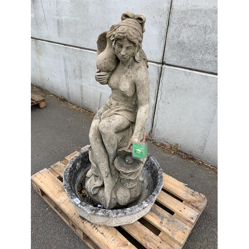 139 - COMPOSITE STONE LADY WATER FOUNTAIN