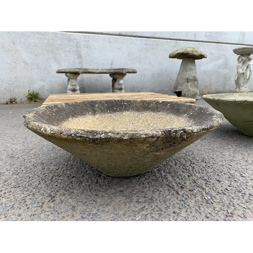 152 - PAIR OF COMPOSITE STONE BOWLS