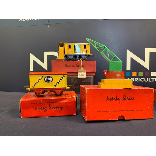 164 - HORNBY SNOWPLOUGH, BANANA VAN AND CRANE