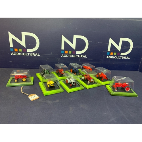 234 - TEN DIECAST TRACTORS