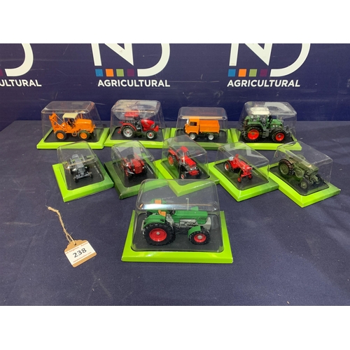 238 - TEN DIECAST TRACTORS