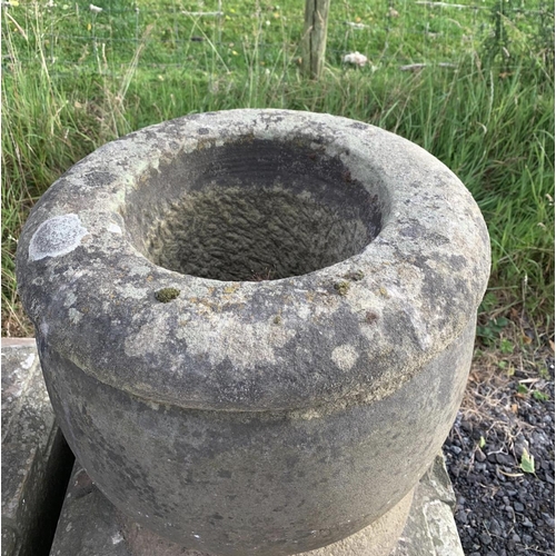 26 - EARLY CARVED STONE URNS