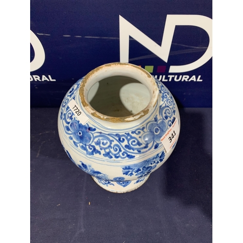 341 - EARLY DELFT VASE