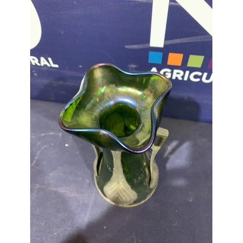 356 - ART NOUVEAU GREEN GLASS VASE