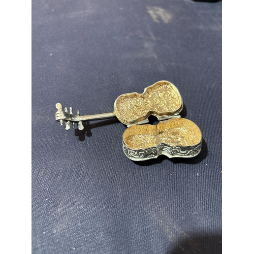 361 - SILVER VIOLIN PILL BOX