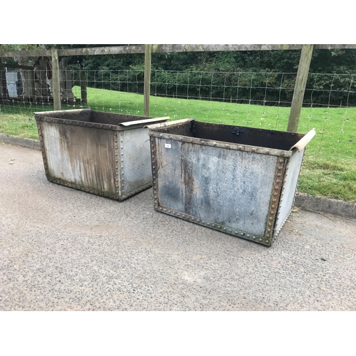 11 - PAIR OF HEAVY GALVANISED RIVETED TROUGHS