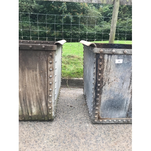 11 - PAIR OF HEAVY GALVANISED RIVETED TROUGHS