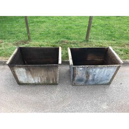 11 - PAIR OF HEAVY GALVANISED RIVETED TROUGHS