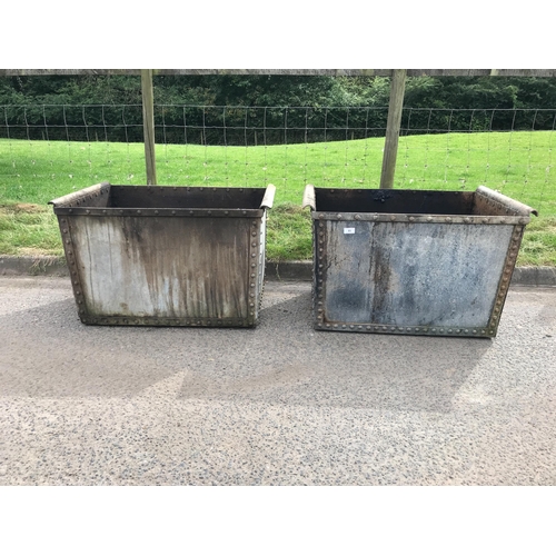 11 - PAIR OF HEAVY GALVANISED RIVETED TROUGHS