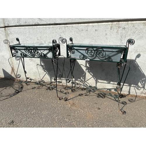 136 - 2 WROUGHT IRON PLANTERS