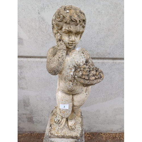 2 - PAIR OF CHERUBS ON PLINTHS