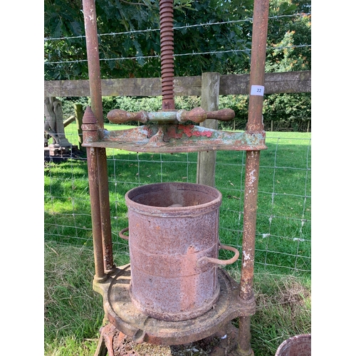 22 - CAST IRON CIDER PRESS