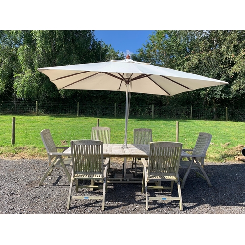 40 - LARGE WEATHERED TEAK GARDEN TABLE