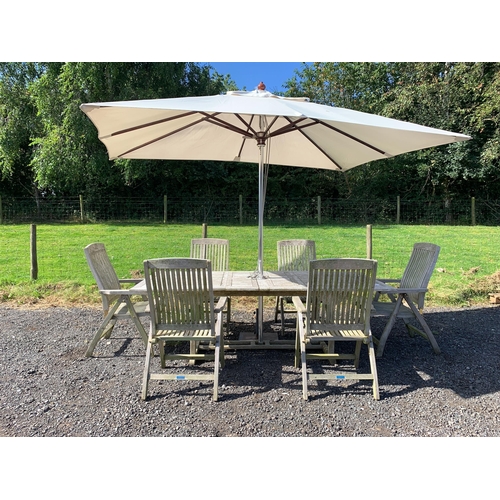 40 - LARGE WEATHERED TEAK GARDEN TABLE