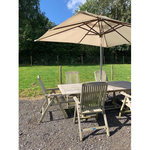 40 - LARGE WEATHERED TEAK GARDEN TABLE