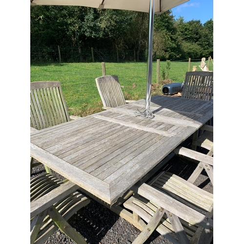 40 - LARGE WEATHERED TEAK GARDEN TABLE