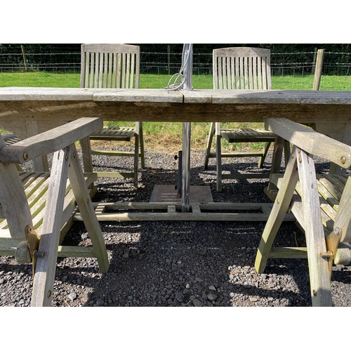 40 - LARGE WEATHERED TEAK GARDEN TABLE