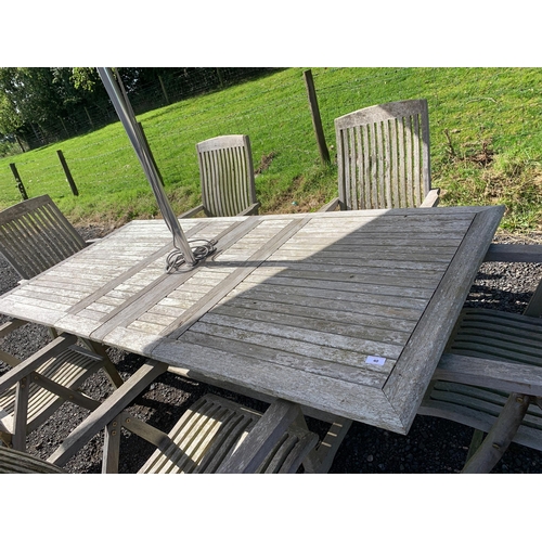 40 - LARGE WEATHERED TEAK GARDEN TABLE