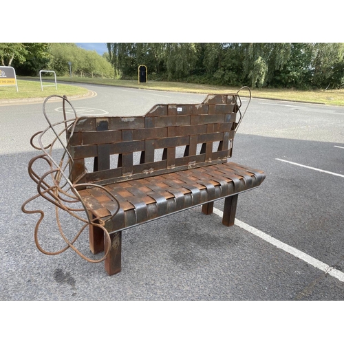26 - CAST IRON FOLK ART BENCH