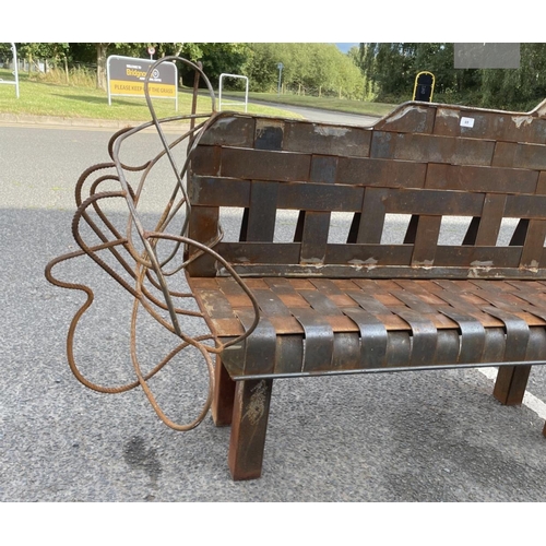 26 - CAST IRON FOLK ART BENCH