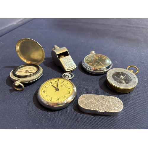 153 - SILVER PILL BOX, POCKET WATCH ETC