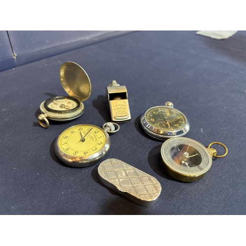 153 - SILVER PILL BOX, POCKET WATCH ETC