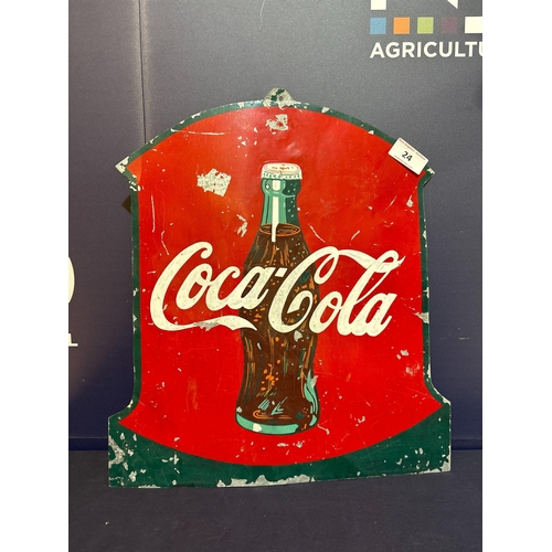 24 - HAND PAINTED ON TIN COCA-COLA