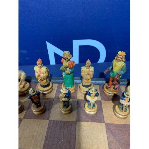 361 - WOODEN CHESS SET & BOARD