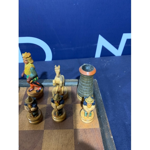 361 - WOODEN CHESS SET & BOARD