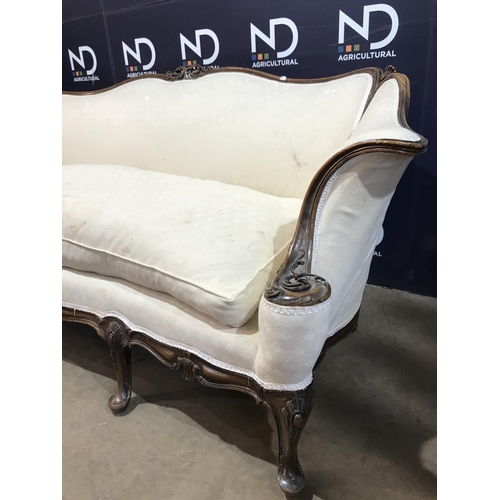 499 - FRENCH CARVED SOFA ON CABRIOLET LEGS