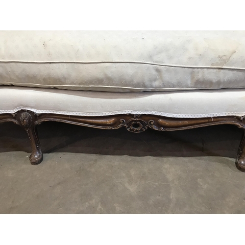 499 - FRENCH CARVED SOFA ON CABRIOLET LEGS