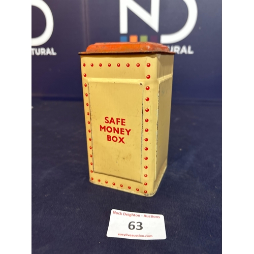 63 - TIN MONEY BOX