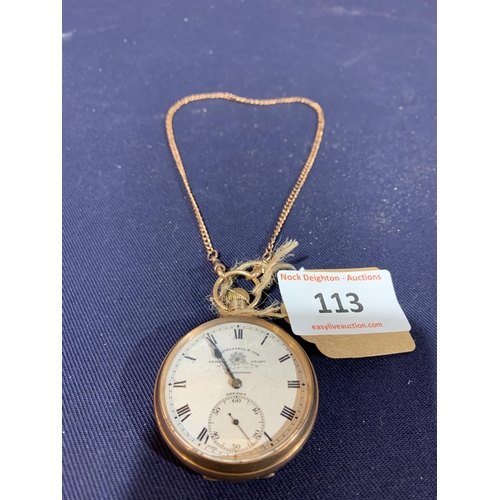 113 - 9CT GOLD POCKET WATCH 90GM