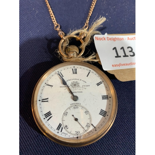 113 - 9CT GOLD POCKET WATCH 90GM