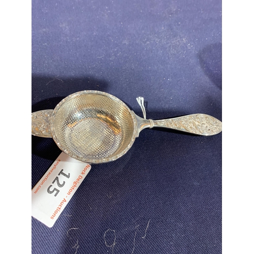 125 - BIRMINGHAM SILVER TEA STRAINER ETC W A HUMPHRIES 102GM